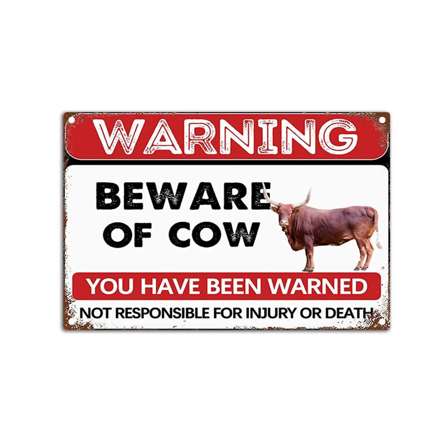 Retro-Warnschild „Kuhschild“ – „Beware Of Cow“, Blechschild – Vintage-Metallschilder, Wanddekoration für Zuhause – Blechschild