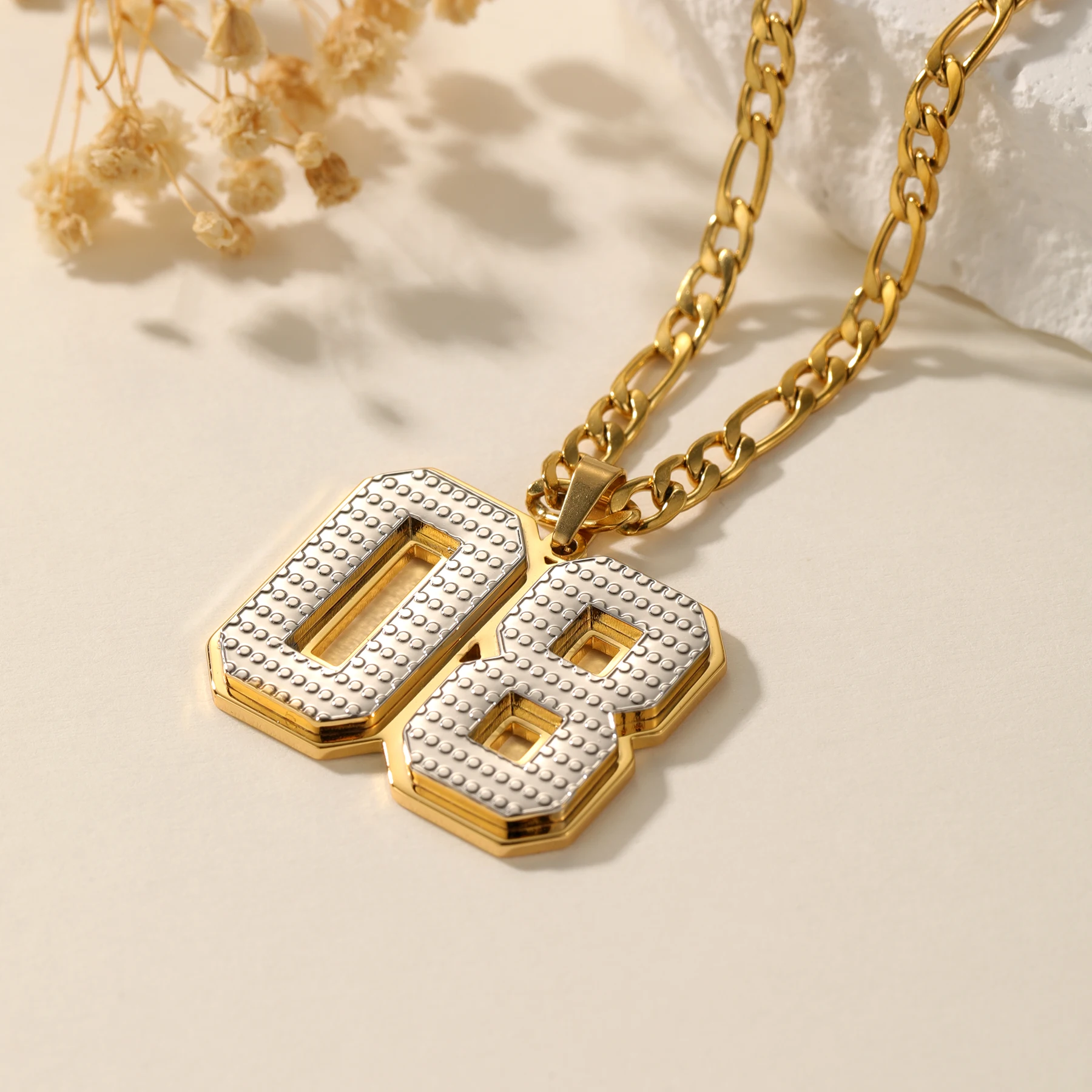 Customized Two-Color Number Necklace Double Layer 1-99 Necklace Personalized 3D Jewelry for Men and Women Gift Unique Necklace