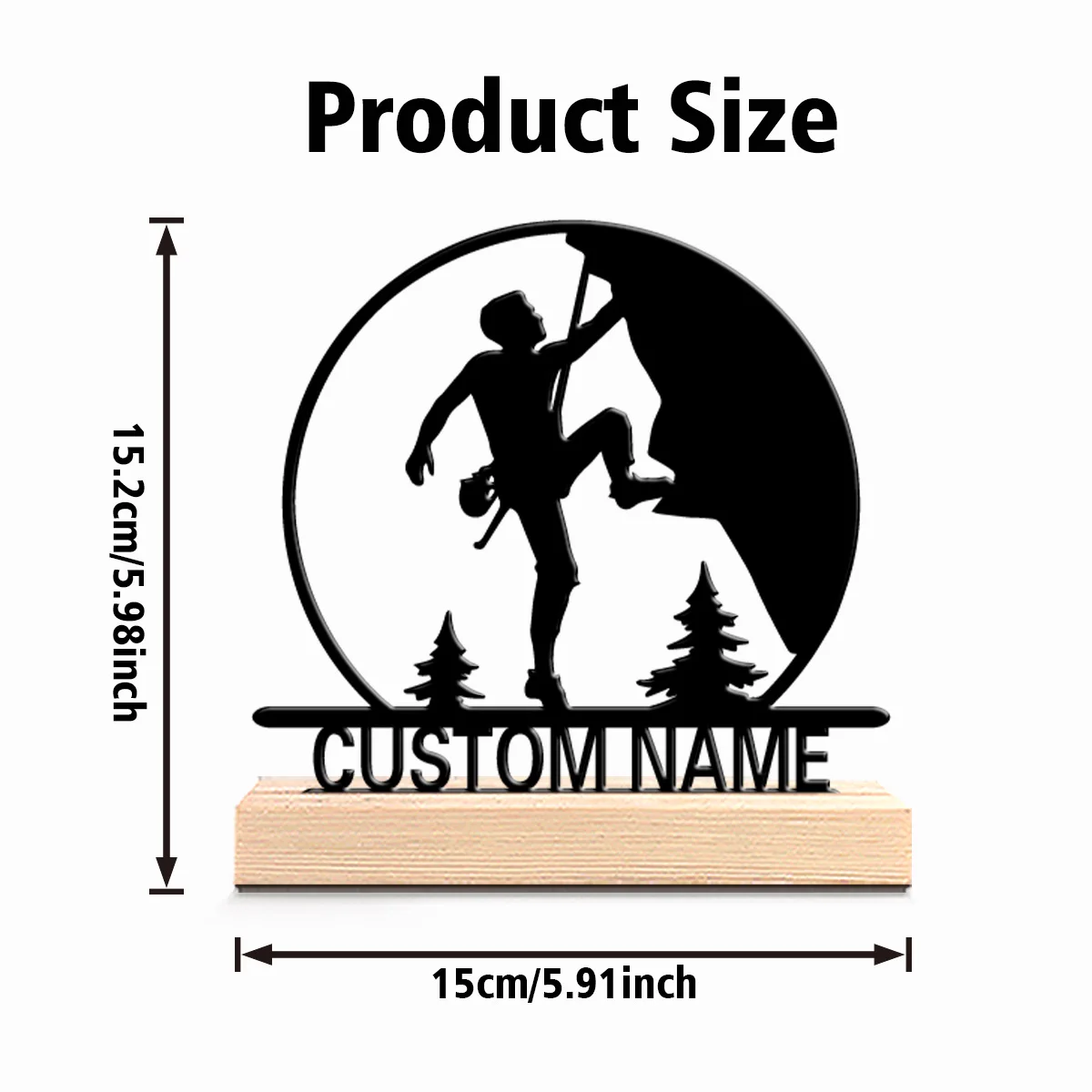 1pc Fashion Personalized Custom Rock Climbing Metal Statues Metal Art With Wooden Base With A Wooden Base, Perfect For Bedrooms, - Image 3