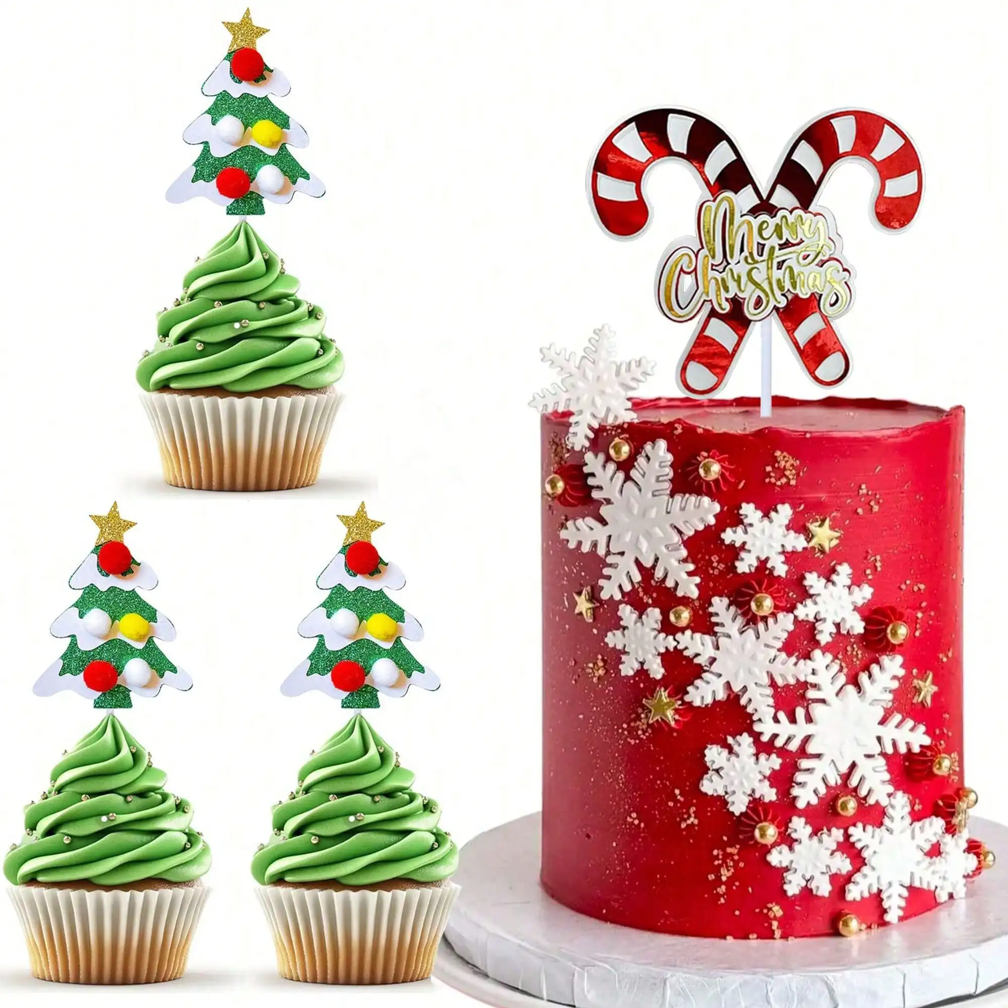 Weihnachtskuchen-Topper, neuer INS-Stil, Acryl, frohe Weihnachten, 2026, Neujahr, Kuchendekorationen für Kinder, 1. Weihnachten, Noel Navidad