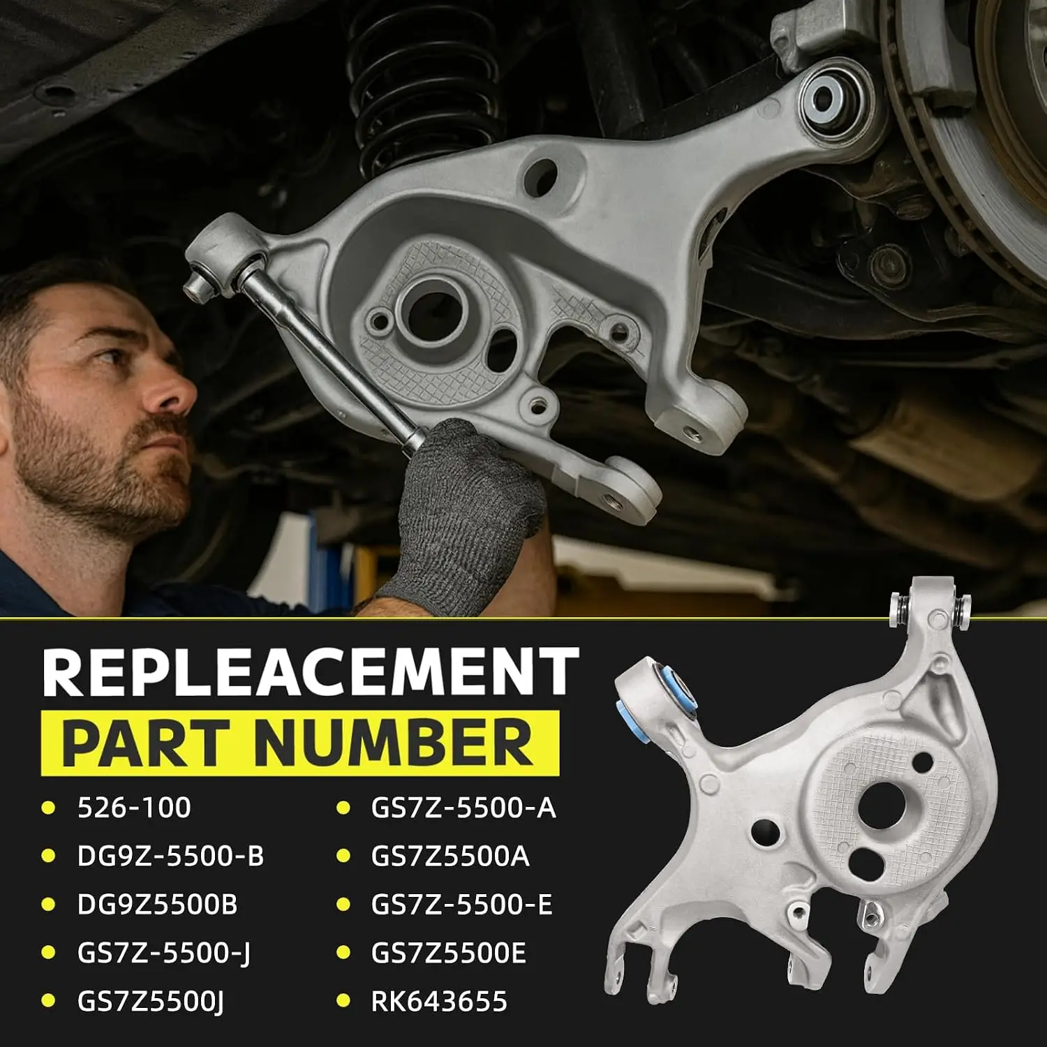526-100 Rear Passenger Side Lower Rearward Suspension Control Arm, Compatible with 2013-2020 Fusion MKZ, Replaces DG9Z-5500-B