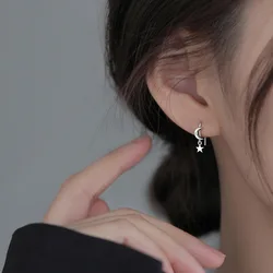 New Fashion Vintage Star Moon Earhook Small Design Earrings For Women Pendant Stud Earrings Girls Jewelry Female Gift