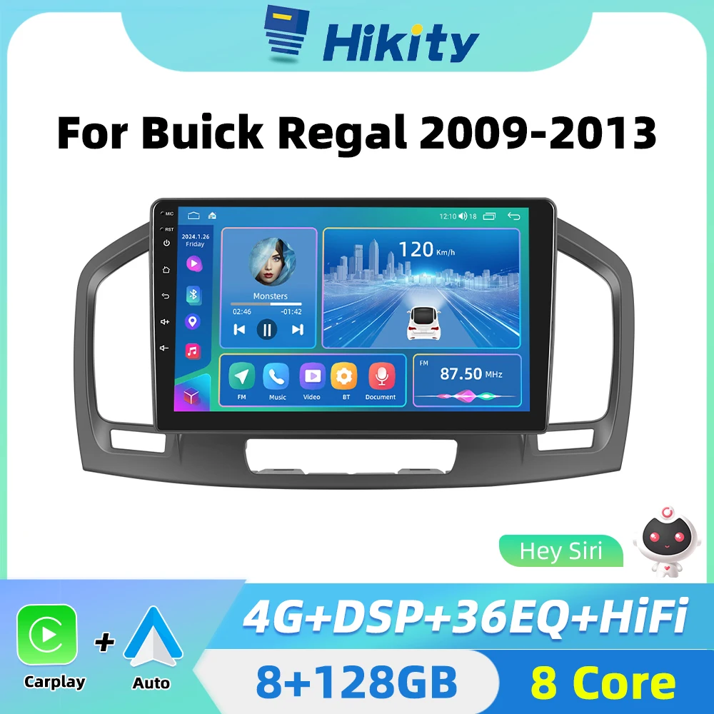 Hikity 2 din Android Car Radio CarPlay For Buick Regal 2009-2013 Opel Insignia 2008-2013 Multimedia Player GPS DSP Head Unit