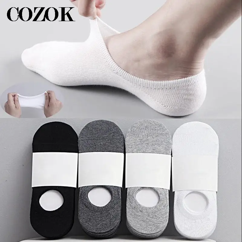 

5 Pairs/lot Fashion Happy Mens Boat Socks Summer Autumn Non-slip Silicone Invisible Cotton Socks Male Ankle Sock Slippers Meias