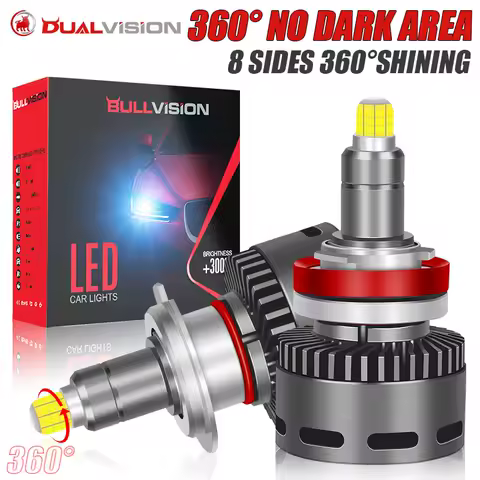 H7 LED Canbus 360 H4 9012 D2S D4S Turbo Bi Led Projector Lens H8 H11 9005 9006 HB3 HB4 Car Headlight Bulbs Auto Fog Lamps 6000K