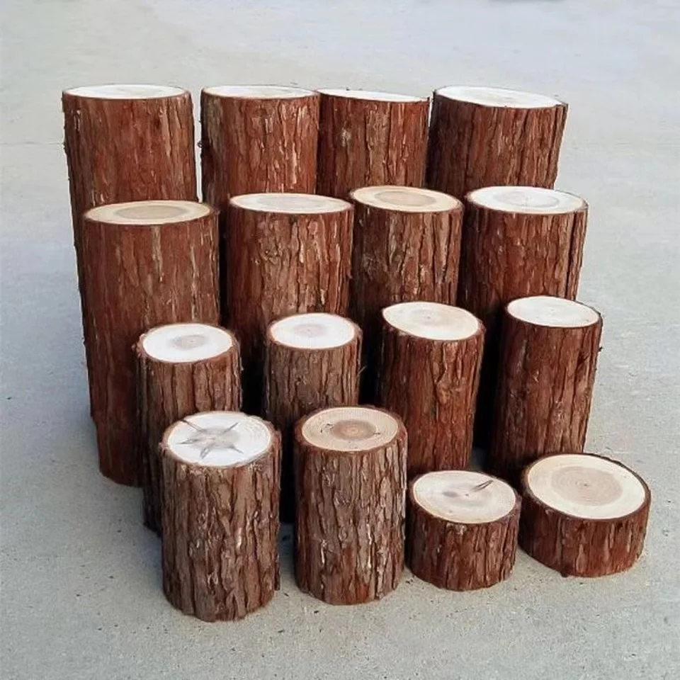 Small Log Pile Model Base Platform Cedar Log Piece Photo Prop Background Wall Decoration Material Tree Segment Log Stool