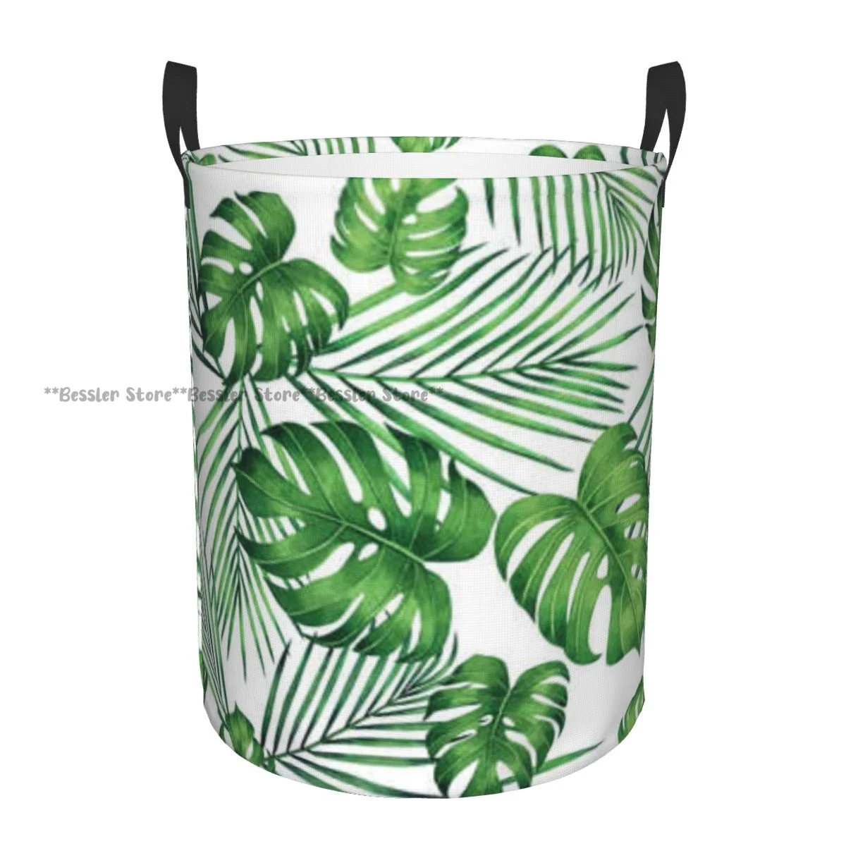 Foldable Laundry Basket for Dirty Clothes Monstera Coconut Leaves Pattern Storage Hamper Kids and Baby Home Organizer