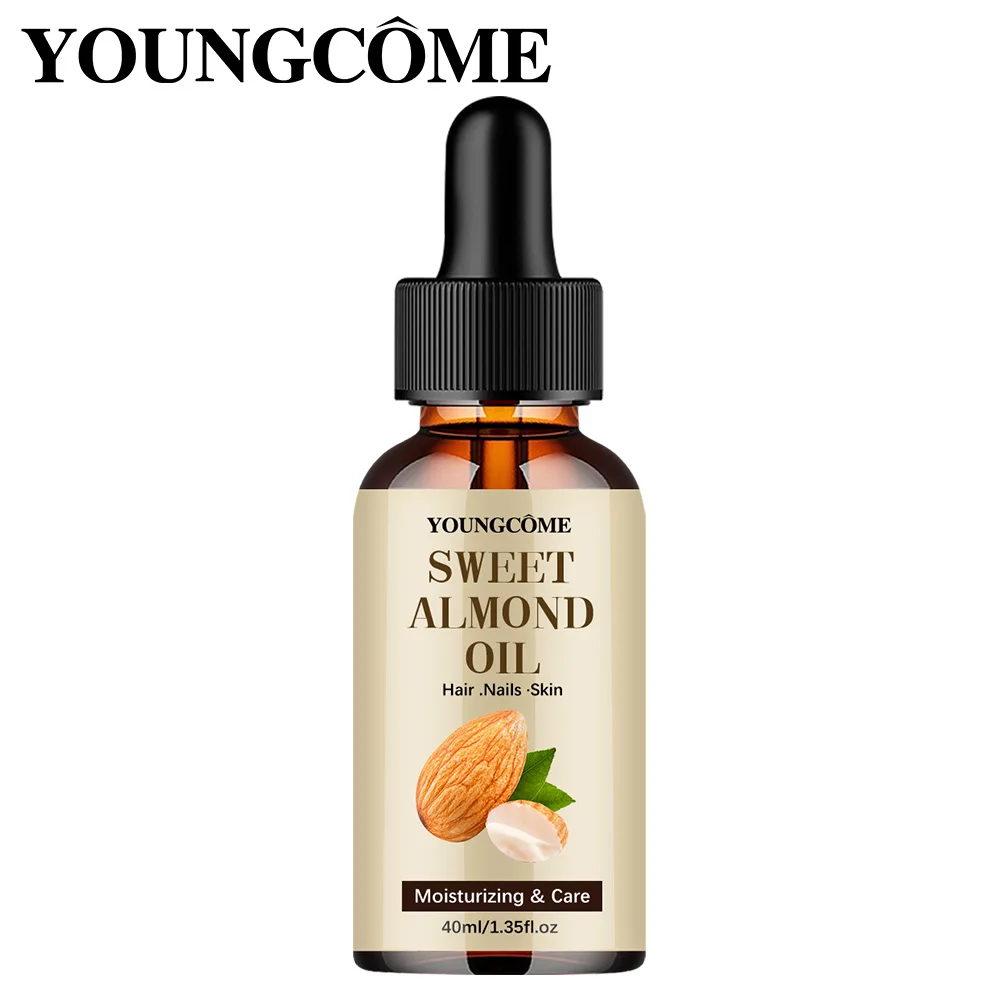 Aceite esencial de almendra Natural puro, 40/60ml, hidratante para la piel, cuidado del cabello, aceite difusor de masaje