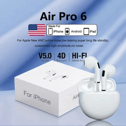 애플 오리지널 Airpods Pro 6 TWS Max 무선 블루투스 이어폰 인 이어 이어버드 아이폰 이어폰 용 노이즈 캔슬링 헤드셋