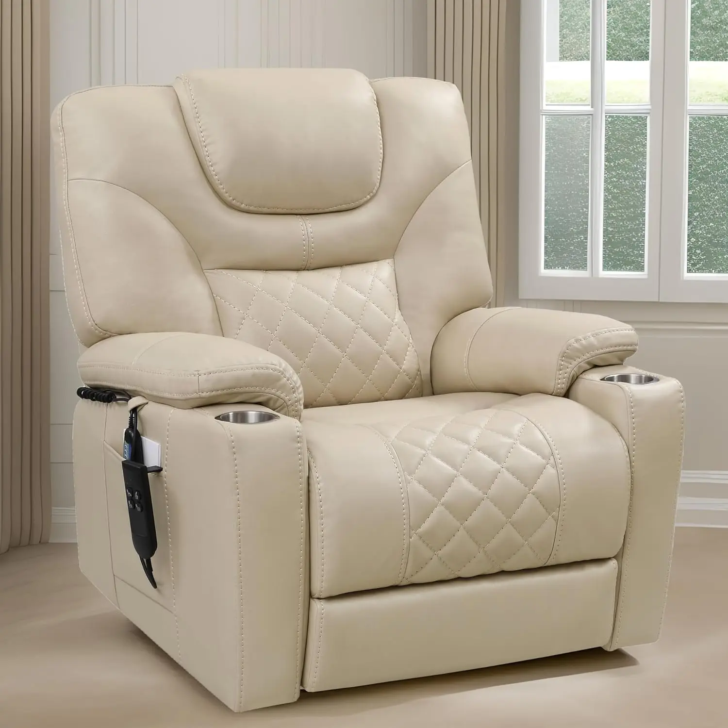 Power Lift Recliner for Seniors: 9988 High Density Foam Lift Chair with Heat and Massage, Reclining to 180, 2 Cup Holders