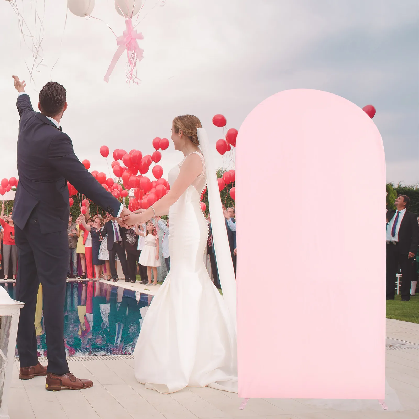 

Wedding Arch Cover Polyester Elastic Fit Romantic Backdrop Stand Cover Photography Cloth Decoration Party Banquet