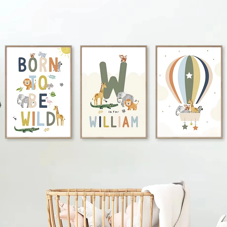 التمساح بالون الأسد الفيل الزرافة الرسم على لوحات القماش الجدارية الشمال الملصقات والمطبوعات غرفة الطفل والأطفال الديكور #3