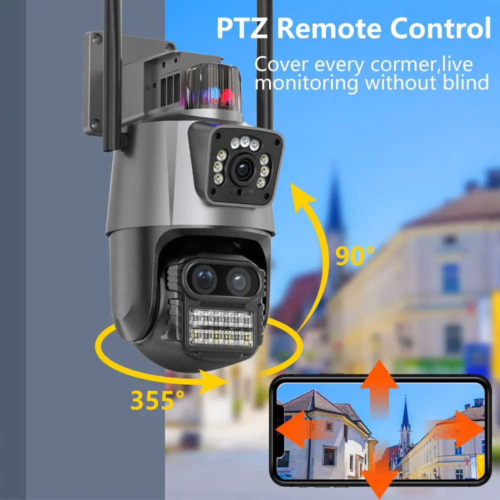 Imagem -06 - Câmera ip de Segurança Dual Screen Vigilância por Vídeo ao ar Livre Auto Tracking Lens 9mp 8x Ptz Zoom 4k Wifi Poe Nvr Icsee