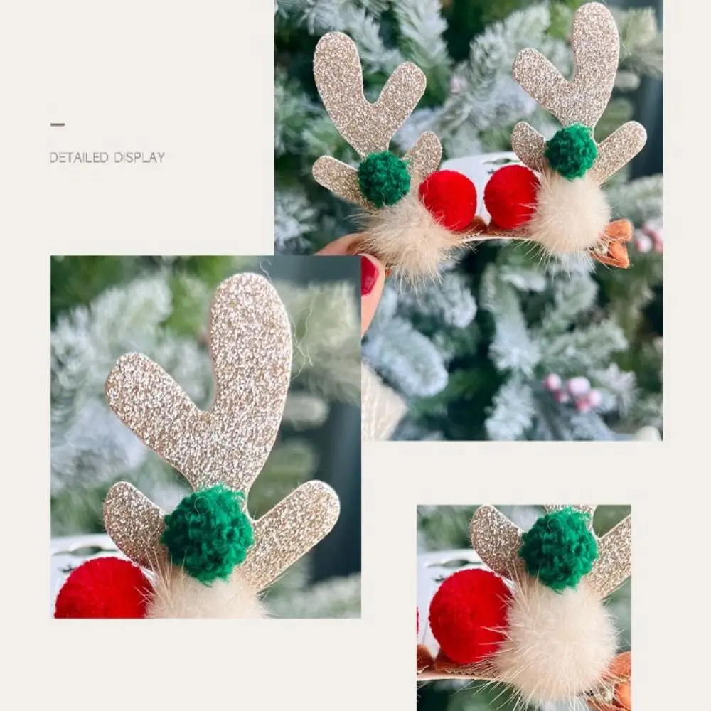 Cute Antlers Hair Clips Christmas Hairpin Girl Heart Elk Clips Xmas Winter Hairpin Children Headdress Antler Hair Accessories