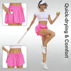 Women‘s 2 in 1 Flowy Running Shorts Casual Athletic Gym Yoga Workout Shorts Spandex Butterfly Tennis Skirts Cute Clothes Summer
