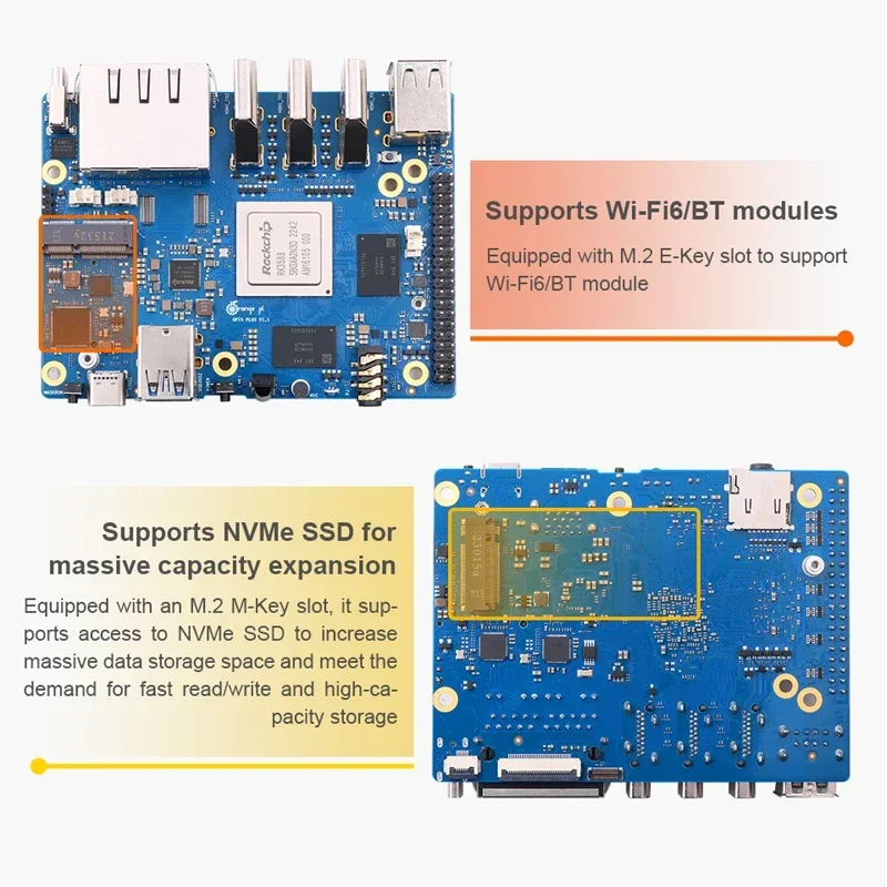 Orange Pi 5 Plus 32GB RAM DDR4 RK3588 8-core 2.5Ghz Mali-G610 8K Video Mini PC M.2 Slot NVME PCIE Development Board Mini PC