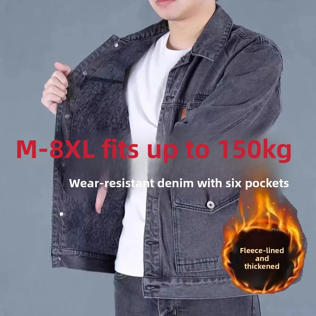 

Thiened Denim Jaet for Men Workwear Resistant Wearing Labor Protection Jaet with kets Loose Fit Long Sve Coat