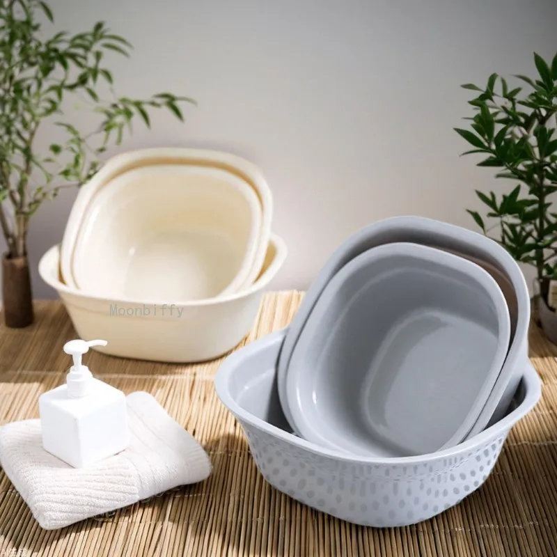 Portable Square Basins Thickened Washbasin Fruit Laundry Basin Plastic Basin Daily Necessities Household Bathroom Accessories