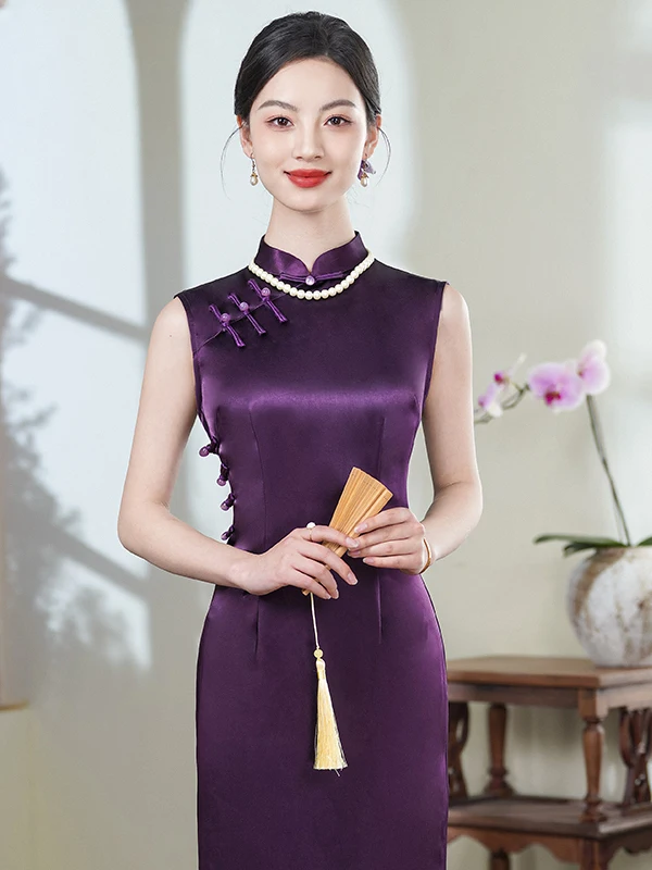 

New Chinese Sle Long Svel Dr Ele Simple National Sle Daily Wear Summer 2025 Low Slit Skirt