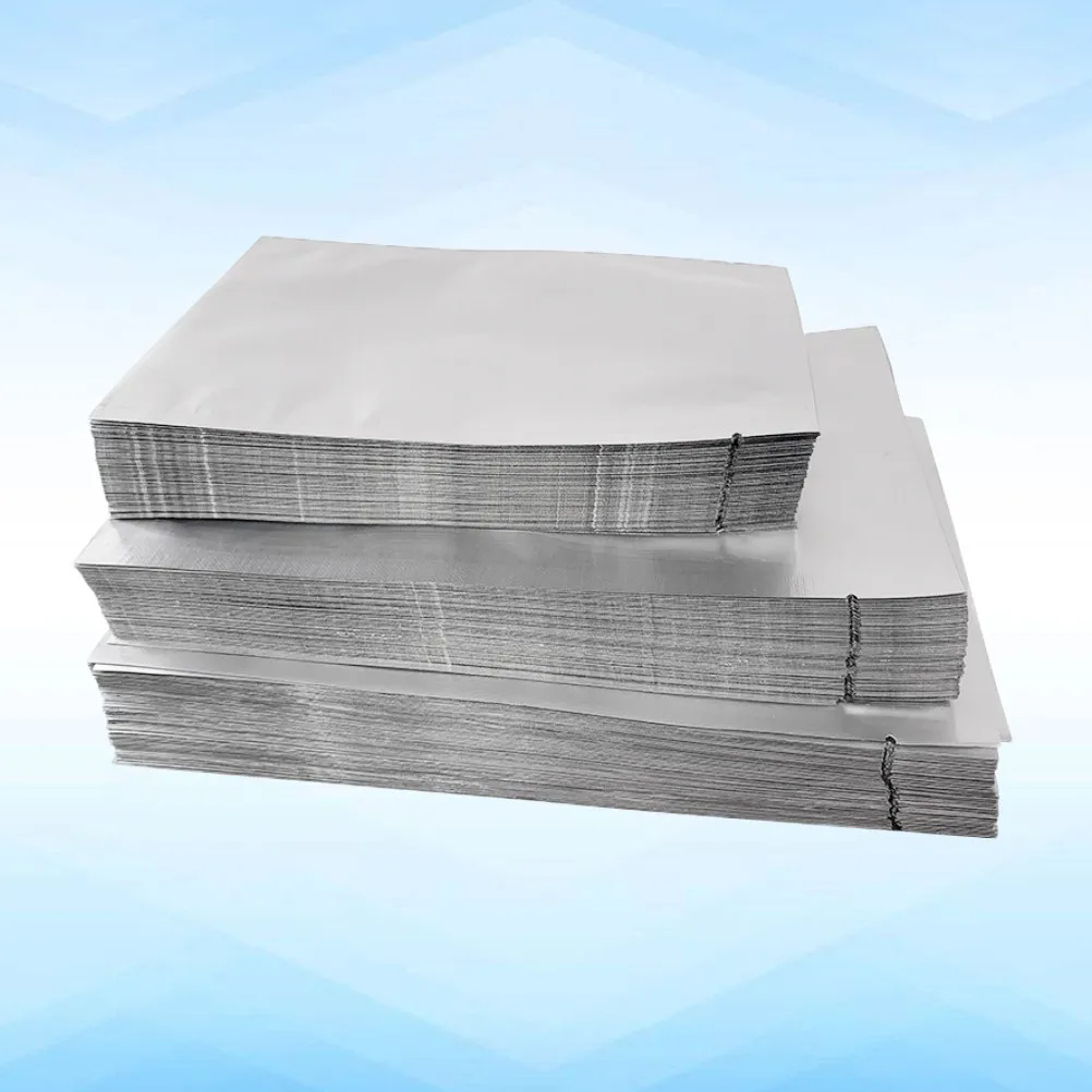100Pcs Aluminum Foil Food Bag Silver Mylar Flat Packaging Bag Heat Vacuum Seal Moisture Proof Airtight Food Storage Bulk