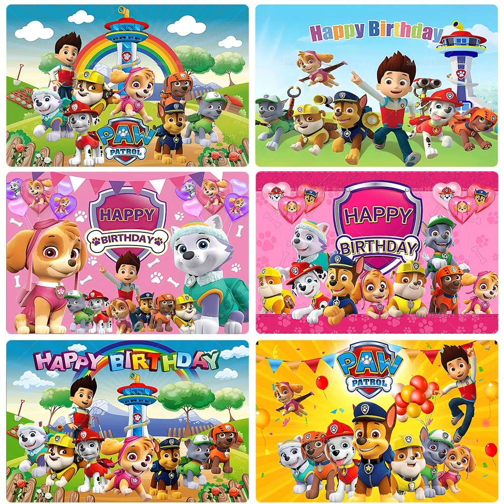 Kids Birthday Studio Backdrop PAW Patrol Rescue Dog Vinyl Banner Baby Shower Portrait Photography Background Supplies