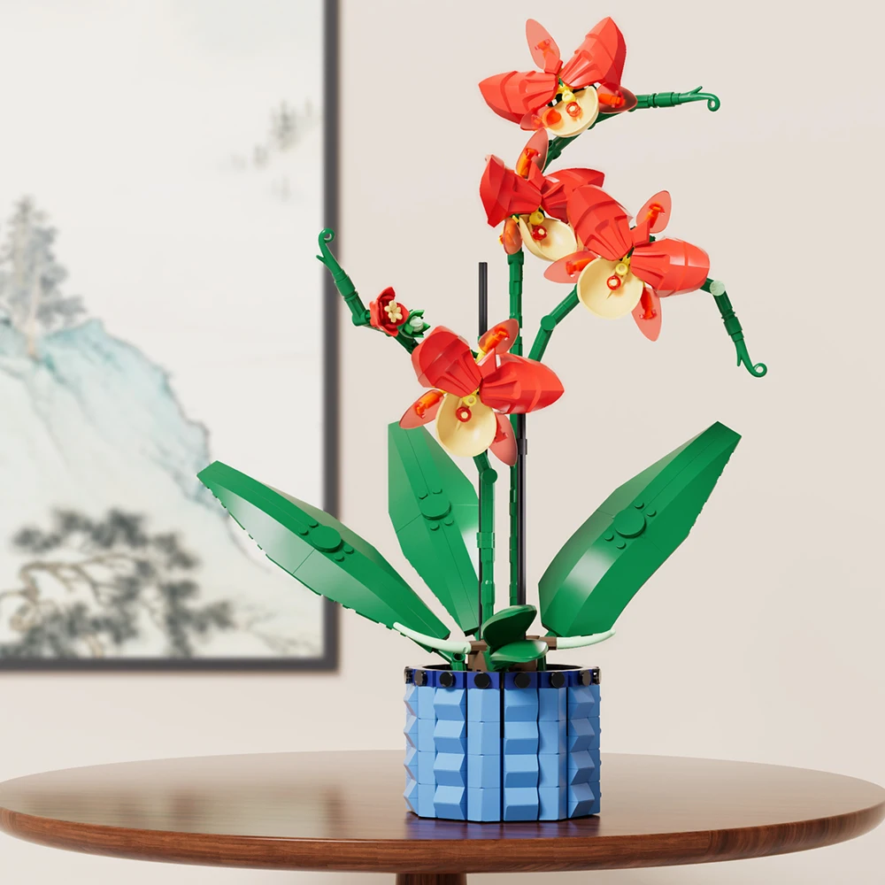 Bloembouwstenen Set, Orchidee Speelgoedbouwsets Kunstmatige Bouwstenen Voor Kinderen En Volwassenen