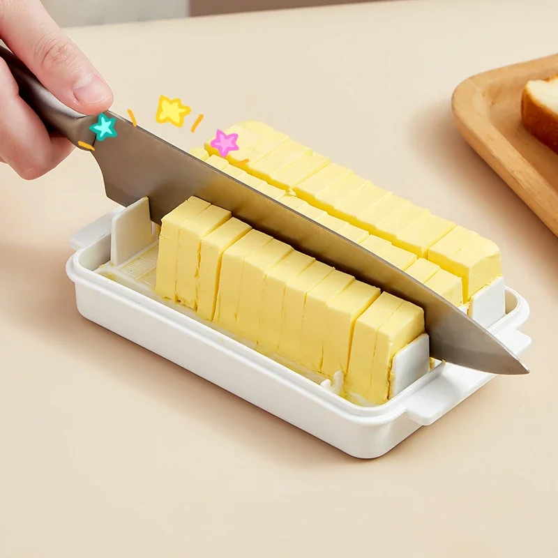 Butter Cutting Storage Box with Lid Cheese Cheese Storage Crisper Refrigerated Baking Butter Knife Cutter Butter Container