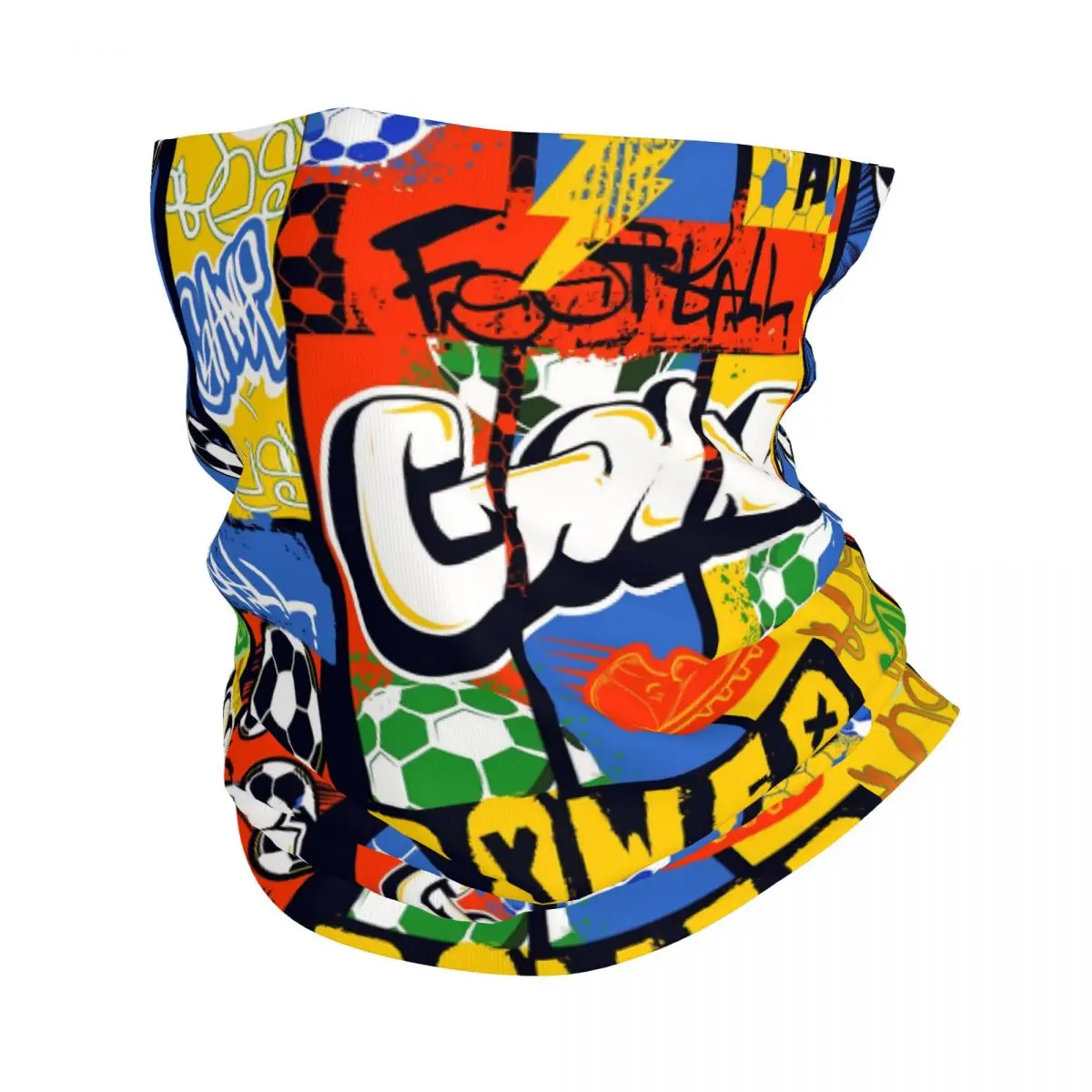 Football Pattern With Soccer Ball Players Motocross Bandana Neck Gaiter Printed Graffiti Art Pattern Wrap Scarf Multi-use