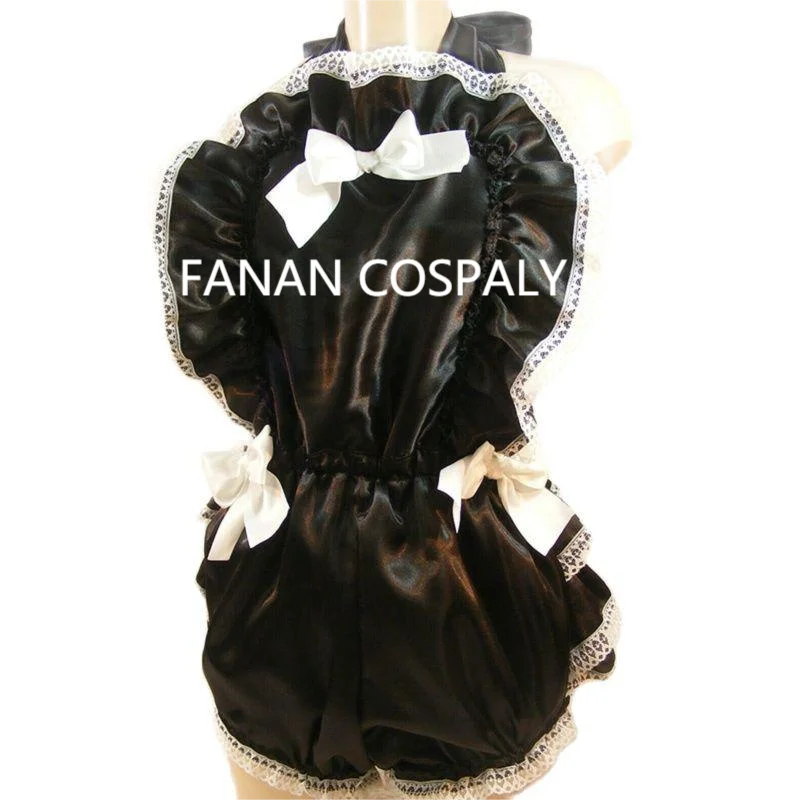 Multicolor Adult Giant Baby Sexy Girl Black Thin Back Satin Sissy Shorts Girl White Bow Role Playing Gothic Customization