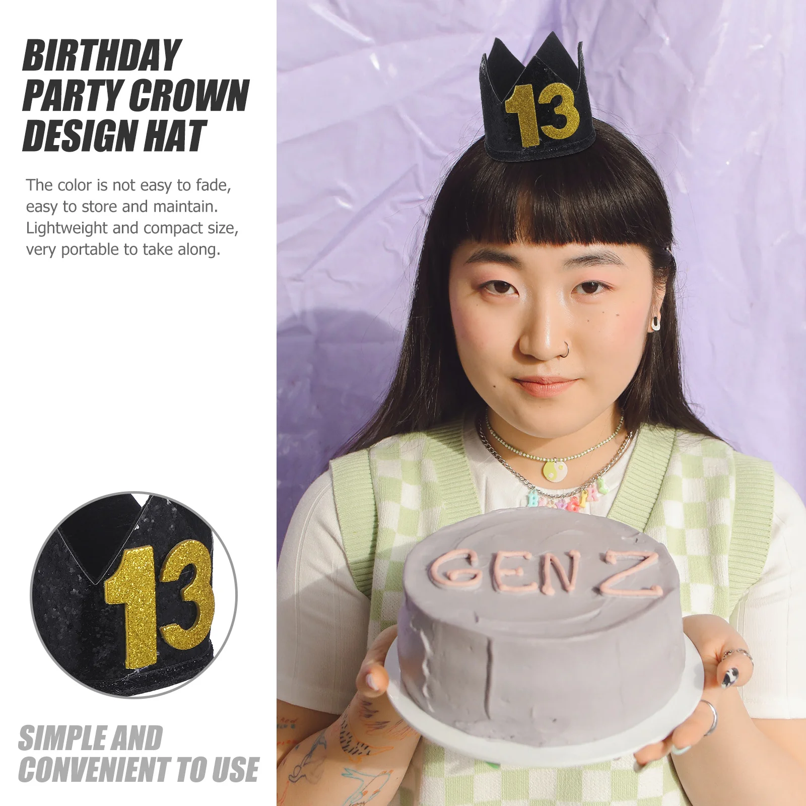 

1Pcs Black Gold Crown Birthday Party Hat Handmade Durable Lightweight Compact Birthday Cap Party Decoration Crown Hat