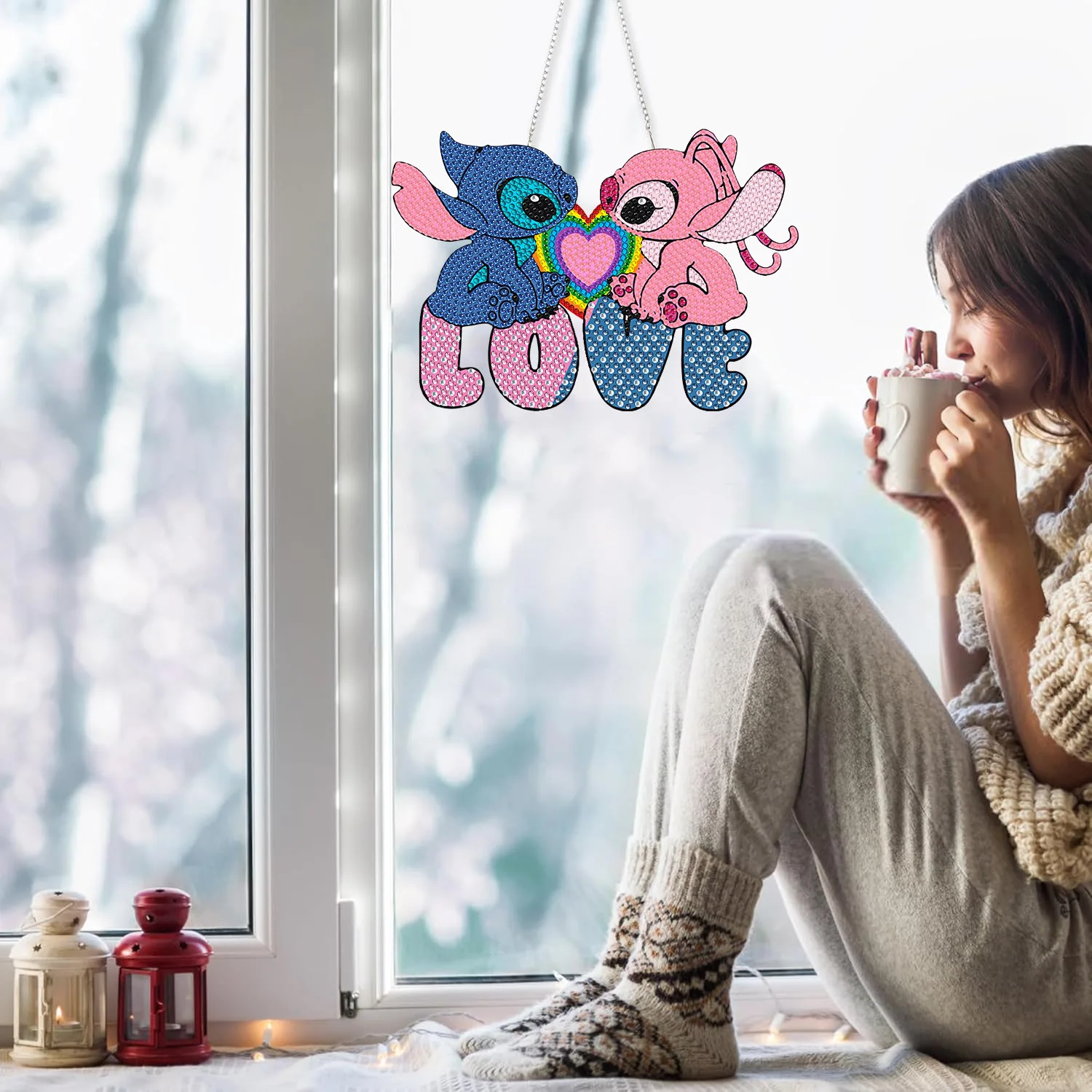 Diamond Painting Large Pendant Oartoon Stitch Acrylic Material Single Point Drilling Handiwork DIY Material Packs Big Pendant