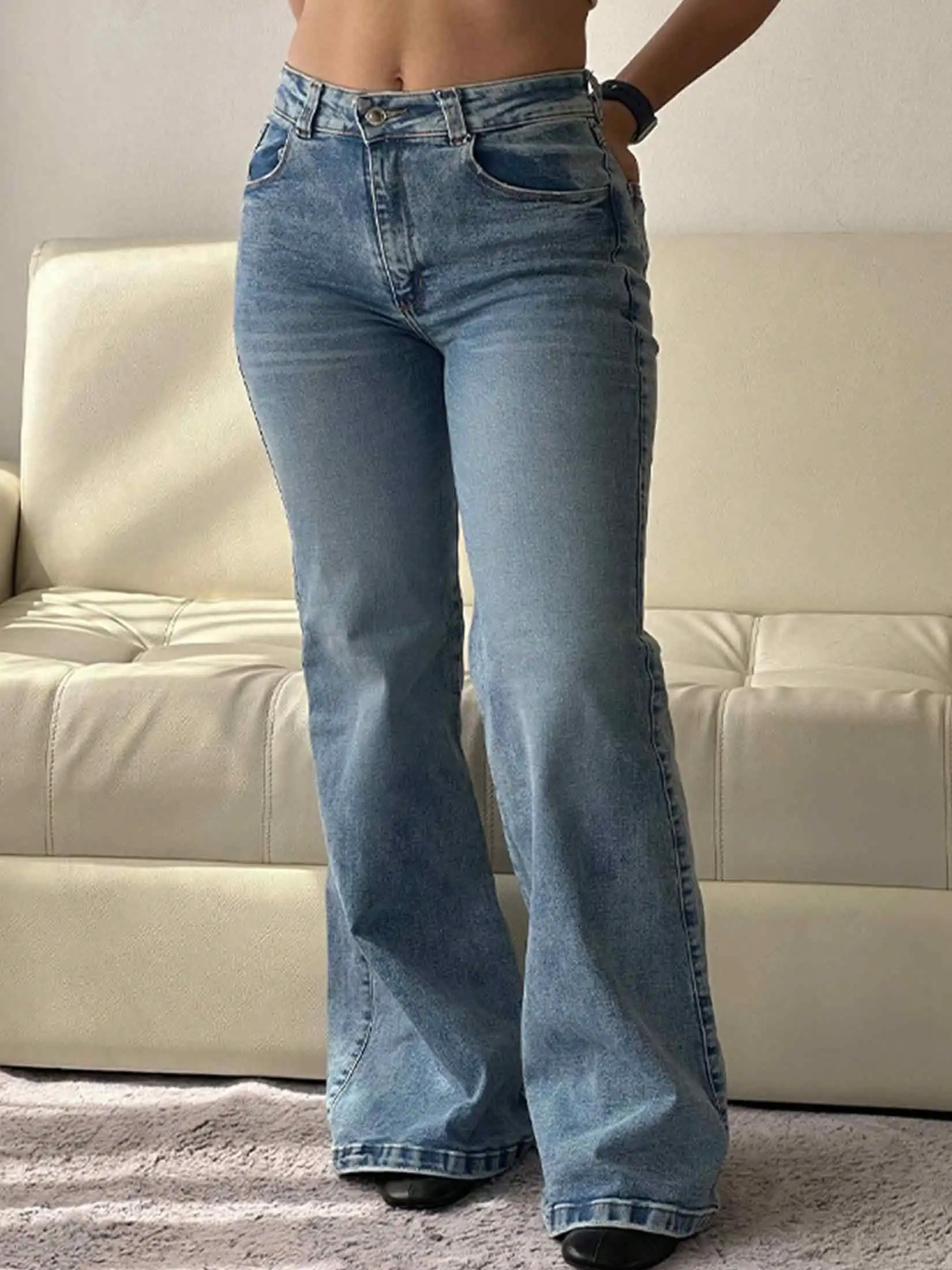 Women's Flare Jeans Mid Waist Baggy Wide Leg Jeans Loose Jeans 90s Denim Pants Fall And Winter Clothes