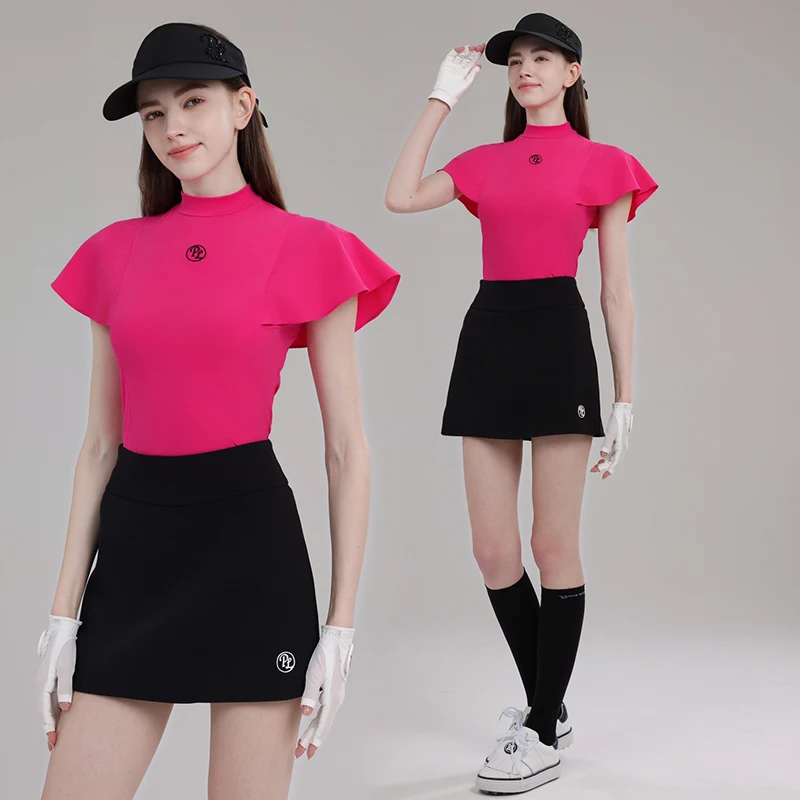 PL New Style Golf Shirt Woman Ruffle Fly Sleeve T-shirt Breathable Sports Tops Lady Golf Pencil Skirts A-lined Tennis Skorts