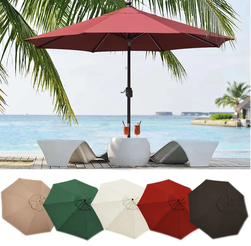 Patio Umbrella Replacement Canopy 6/8Ribs Sunshade Cloth Outdoor Patio Umbrella Garden Waterproof Anti-UV Sunshade Cloth