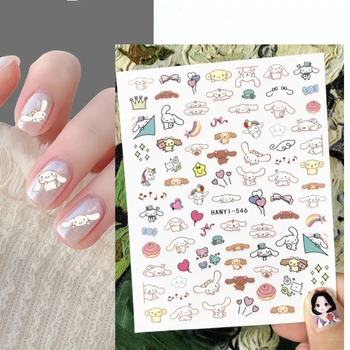 멜로디 시나모롤 산리오 3D 만화 네일 아트 스티커, 매니큐어용 네일 데칼, 패션 디자인, DIY 해피 액세서리, 1 장, 신제품