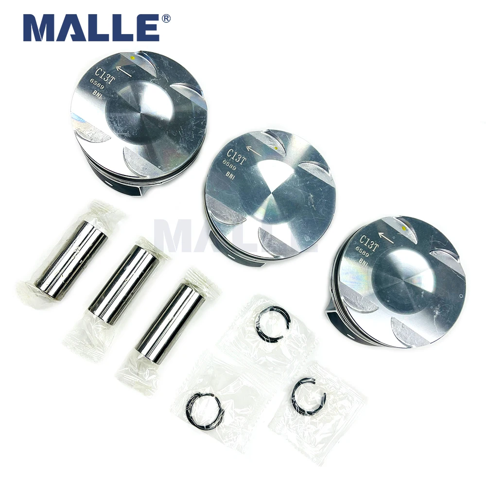 3 Pcs Engine Pistons Set For GM Buick Excelle GX 1.3T Auto Parts Car Accessories 24112176 STD Piston Pin Clip Assembly Kit Metal