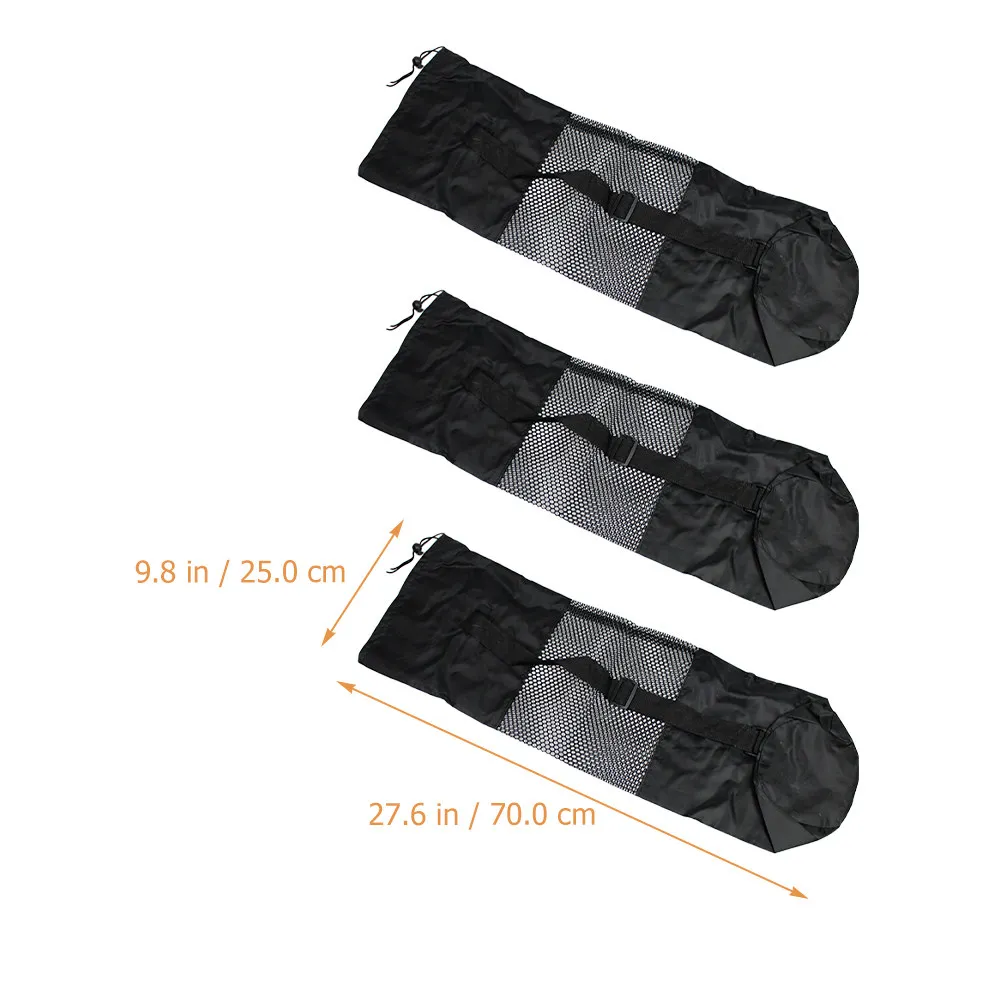 3Pcs Yoga Mesh Design Lightweight Portable with Carry Strap Drawstring Seal Versatile for Yoga Mat Cushion Gym Gear