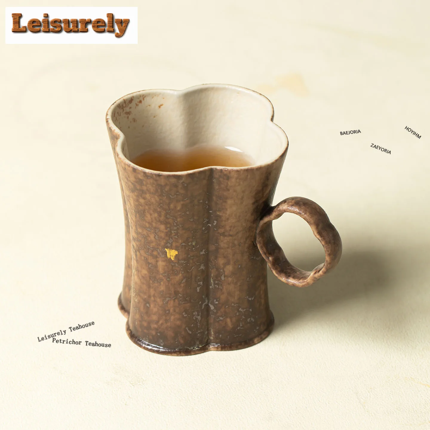 HOYIHM 100ml Ochre Glaze Fancy Top Teacup Japanese Tea Bowl Set Of Cups Tea-tasting Meditation Cup Jianzhan Master Cups Teaset