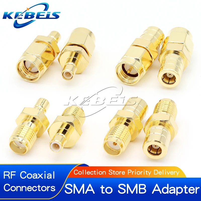 

1Pcs SMA to SMB Connector Kit Antenna Adapter SMB to SMA Male Plug & Female Jack Straight RF Coaxial Connector Kits Brass