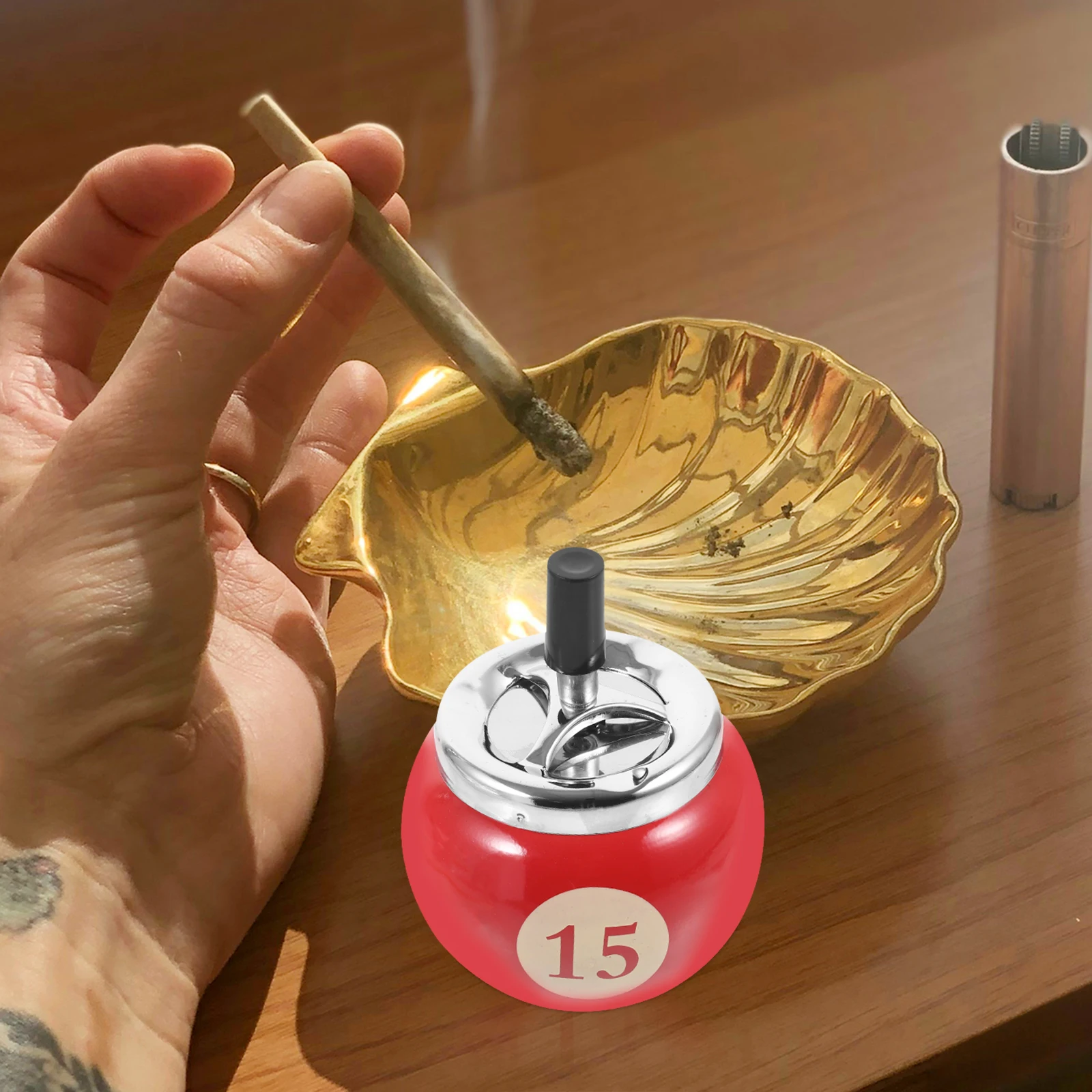 

Rotating Cup Ash Tray Iron Red 15 Number Portable Fire Resistant Home Office Creative Ash Holder Travel Use Sturdy