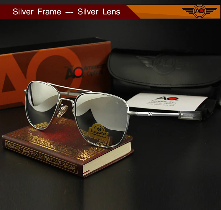 AO Sonnenbrille Mann USA Armee Militär Luftfahrt Pilot Sonnenbrille Glaslinse Frau Luxusmarke Retro Titan Rahmen Hohe Qualität – Detail 15