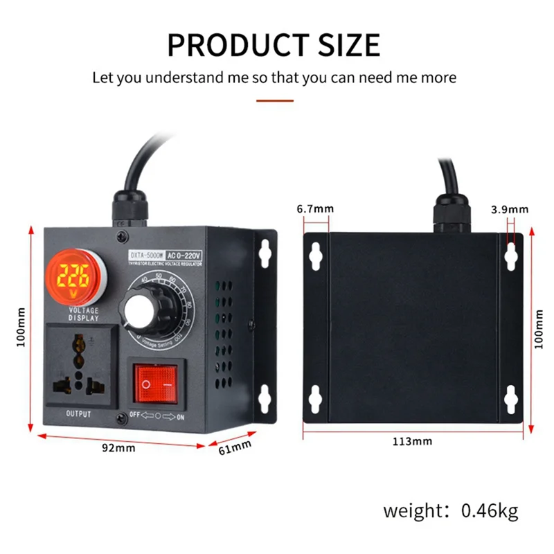 SQPP-Variable Voltage Regulator 5000W Speed Temperature Light Voltage Uelatic Pressure Controller UK Plug