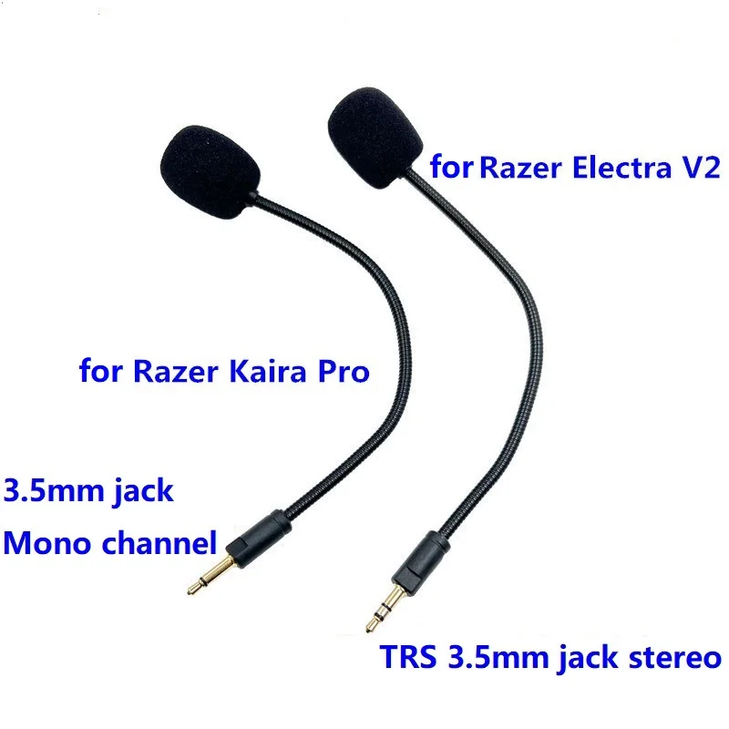 Microfone de fone de ouvido para jogos, 3.5mm, para razer kaira pro electra v2, microfone de pescoço de ganso, substituição de microfone, plugue reto