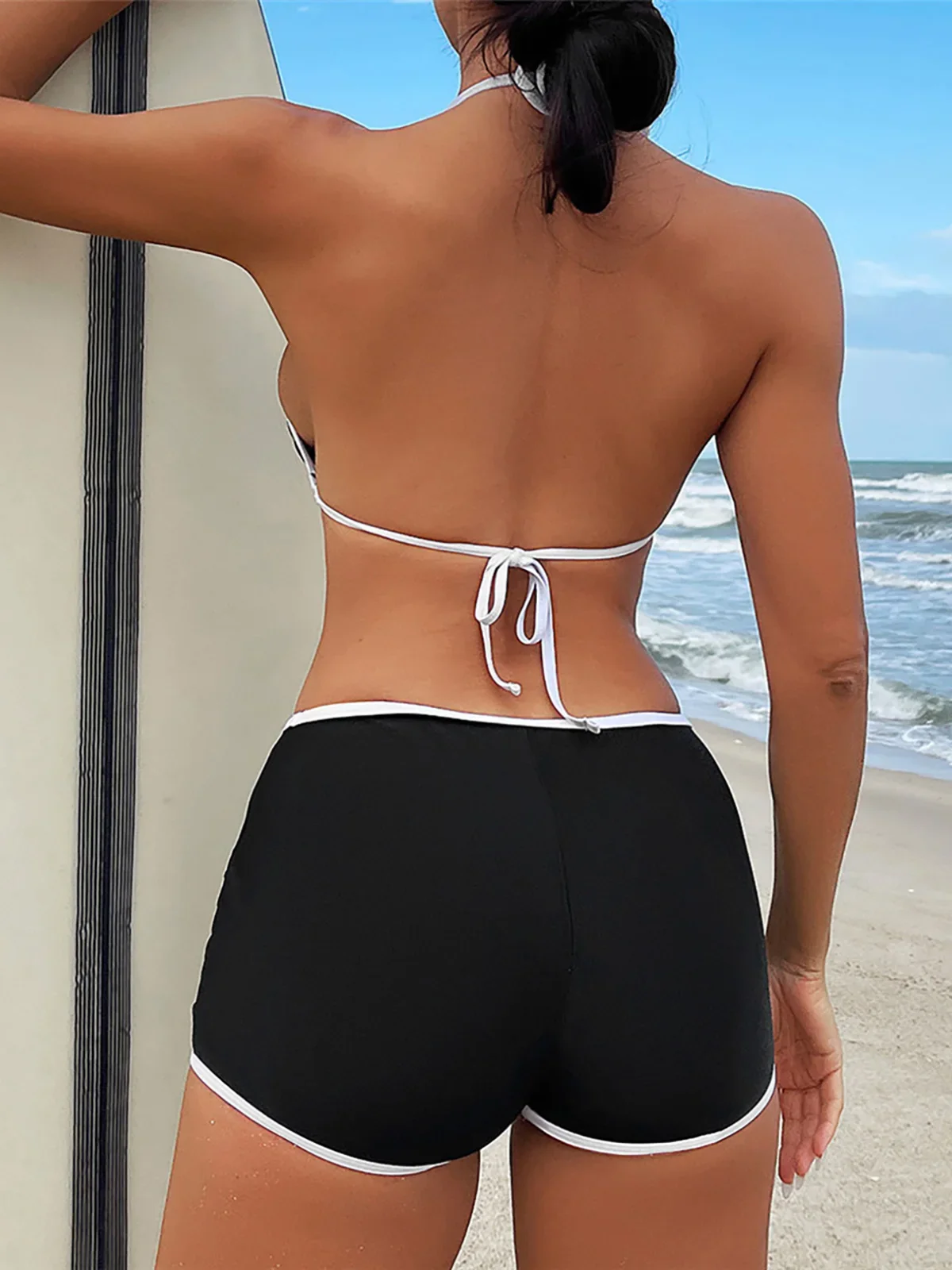 New Sexy Splicing Halter Bikini Female Swimsuit Women Swimwear Two-pieces Bikini set Beach Shorts Bather Bathing Suit Swim K5226