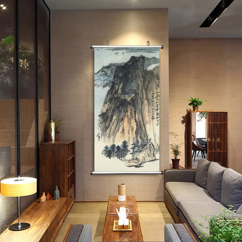 Zhang Daqian Ancient Chinese Brush Painting Print Canvas ink Landscape wall Picture For Living Room Study home decor Frame