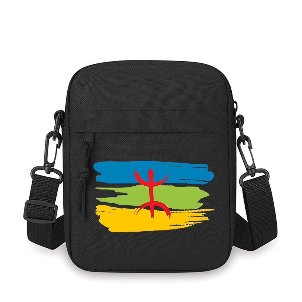 Red symbol over color stripes Men Crossbody Bag Single Shoulder Women Cartoon Anime Film Printing Design Unisex