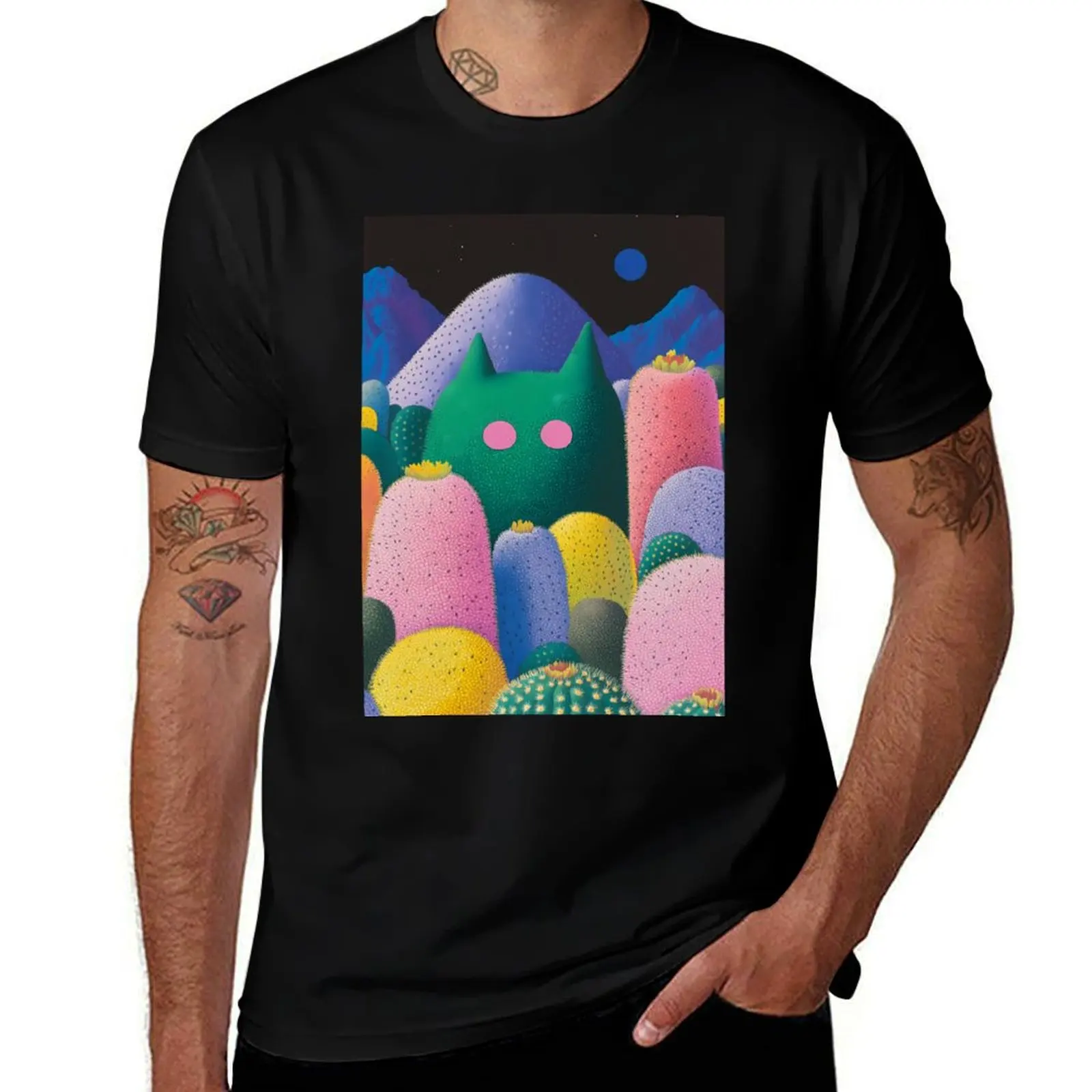 

hiding among varied colorful cactus T-Shirt t shirts for man cotton funny man t shirt designer men t shirt cotton 100% T-Shirt