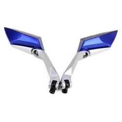 A Pair of Universal 360-degree Rotating Motorcycle Motorbike Scooter Aluminum Rear View Mirrors Rearview Side Mirrors (Blue)