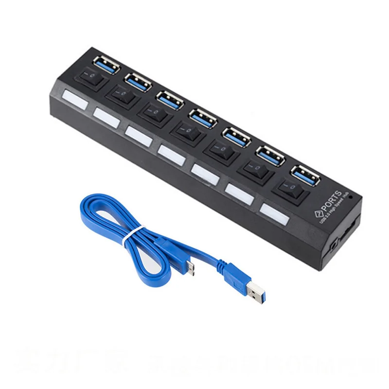 USB 3.0 Hub 5Gbps High Speed Multi USB Splitter 3 Hab Use Power Adapter 4/7 Port Multiple Expander Hub With Switch For PC Laptop