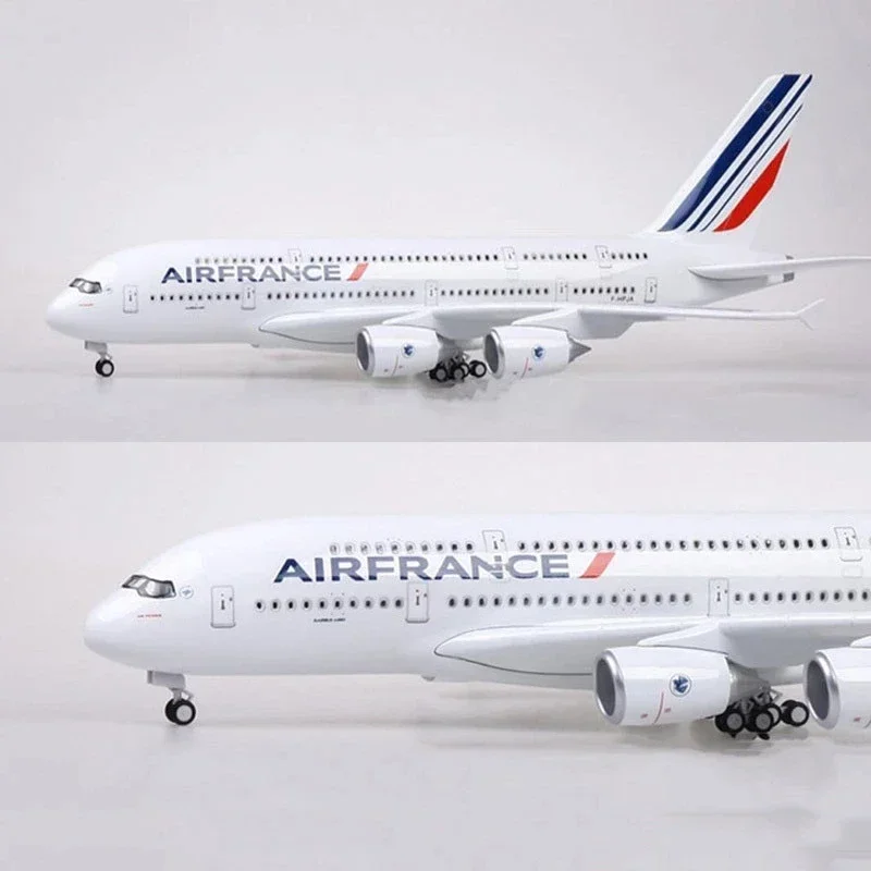 Airplane Airbus A380 Air France Airline Model 1/160 Scale 50.5CM W LED Light & Wheel Diecast Plastic Resin Plane For Collection